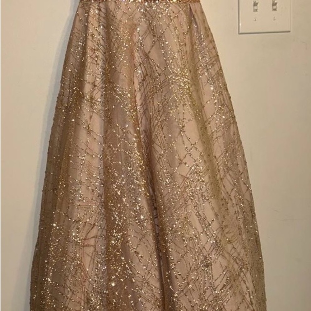 Elegant Gold Sequin Prom Dress